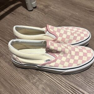 Vans women’s Pink and Cream Checkered Sneakers